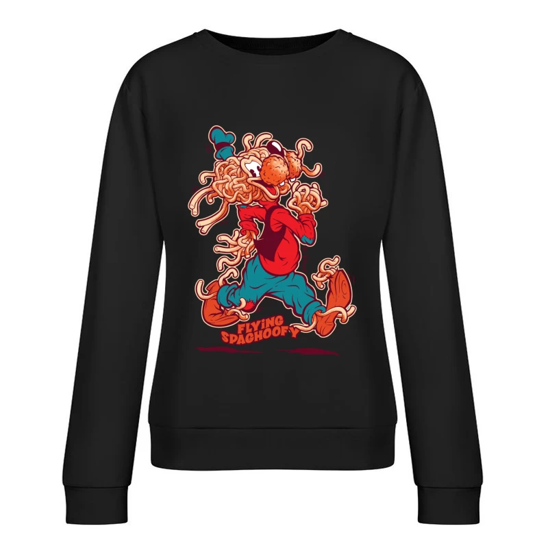 Whimsical Cartoon Character Made of Spaghetti Female Pullover Sweatshirt