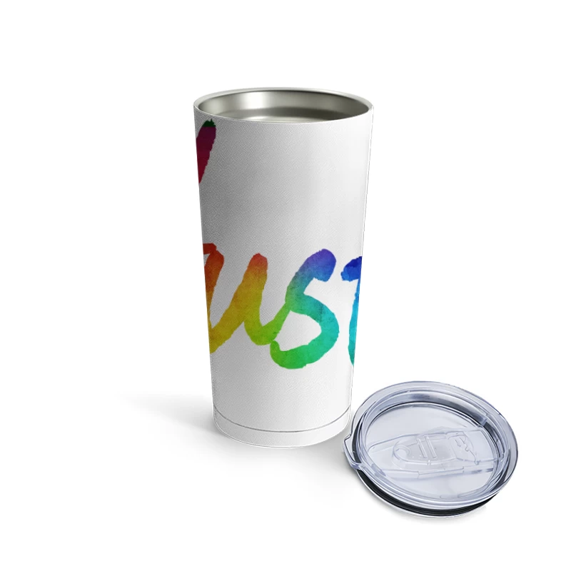 Colorful Hustle Typography Travel Mug