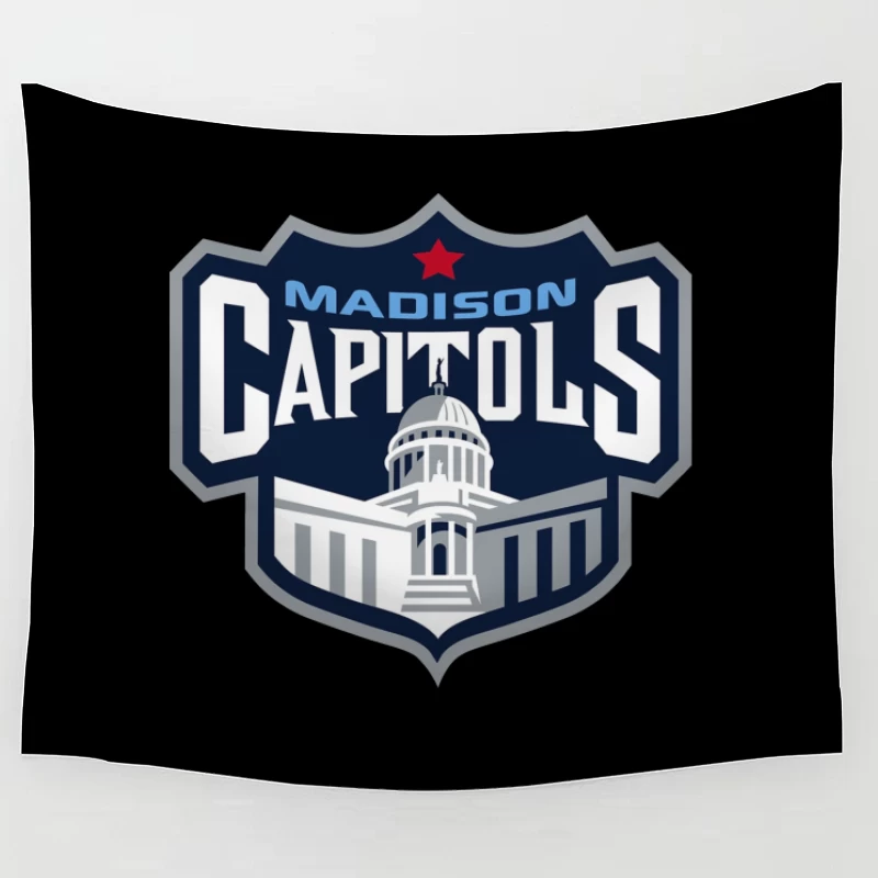 Madison Capitols Hockey Team Logo featuring Wisconsin State Capitol Building Tapestry