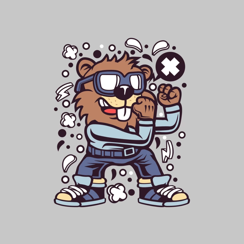 Castor cool avec lunettes et bulles Homme Manches Longues T-Shirt