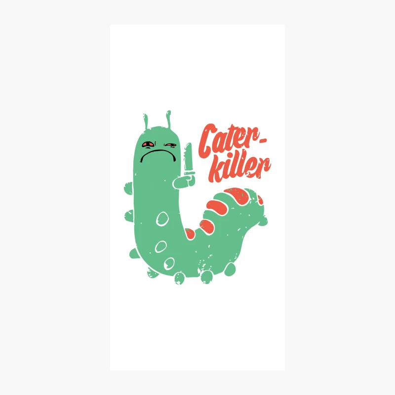 Cute Green Cartoon Caterpillar with "Cater-killer" Text iPhone Case