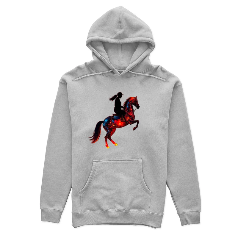 Cosmic Equestrian Silhouette with Galaxy Horse Female Pullover Hoodie