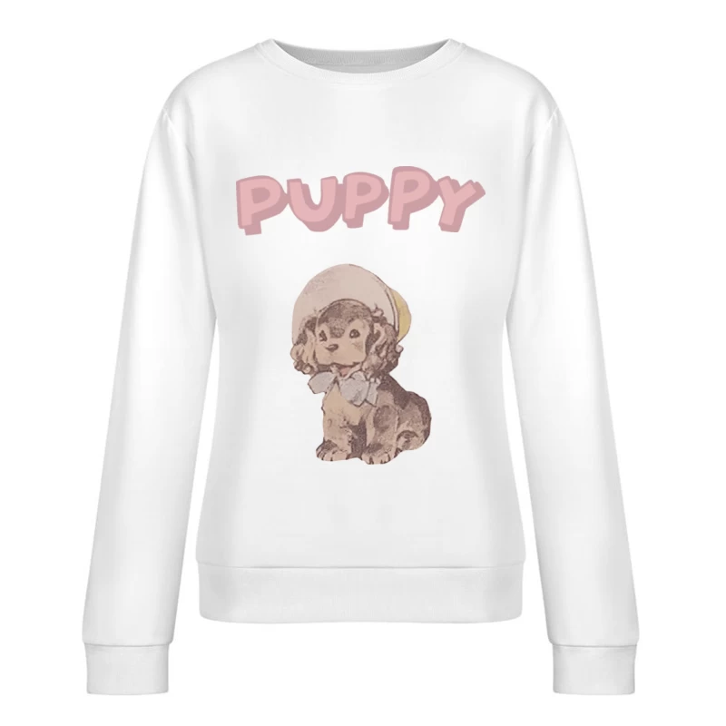 Niedlicher Welpe mit Hut Damen Pullover Sweatshirt
