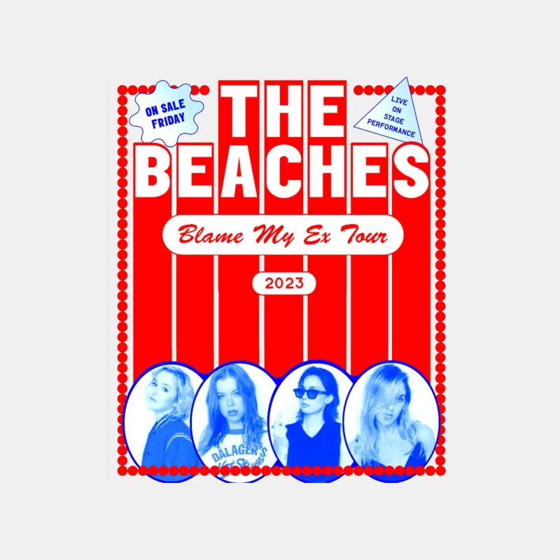 The Beaches 'Blame My Ex' 2023 Tour Retro-Style Concert Poster Male Tank Top