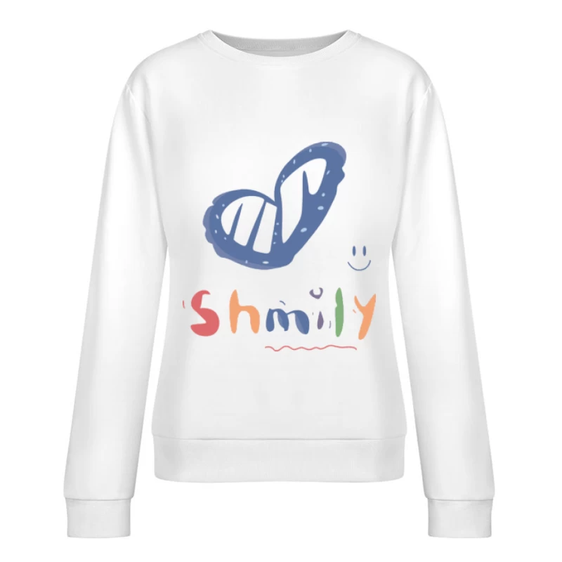 Herz Schmetterling Kunst mit Smileys Damen Pullover Sweatshirt