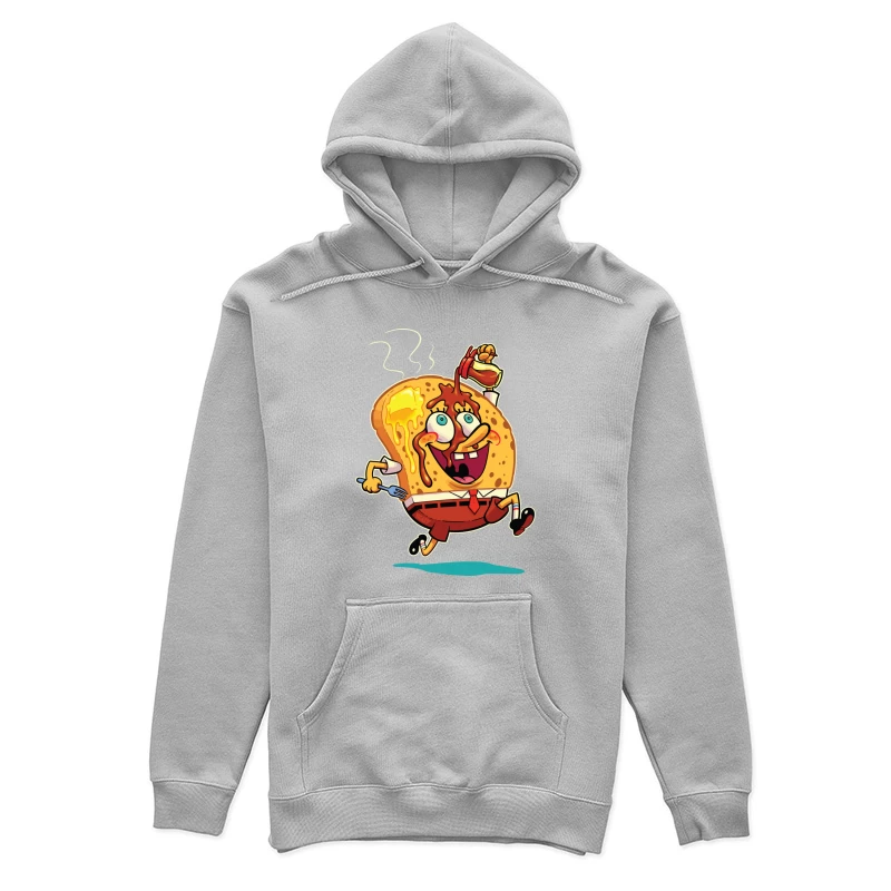 Excited Cartoon Slice of Toast Female Pullover Hoodie