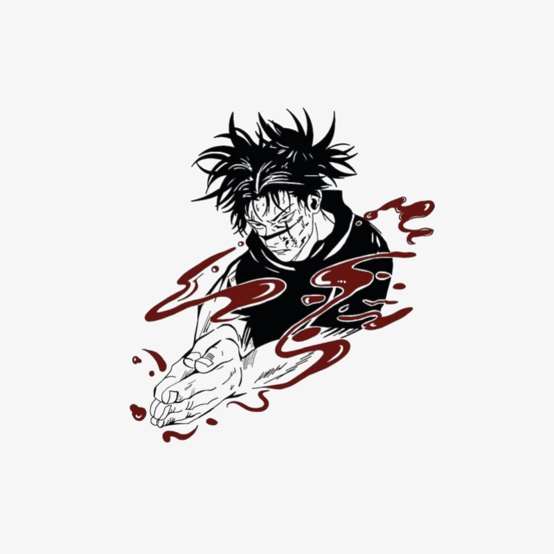 Anime-Charakter mit rotem Effekt Herren Langarm T-Shirt