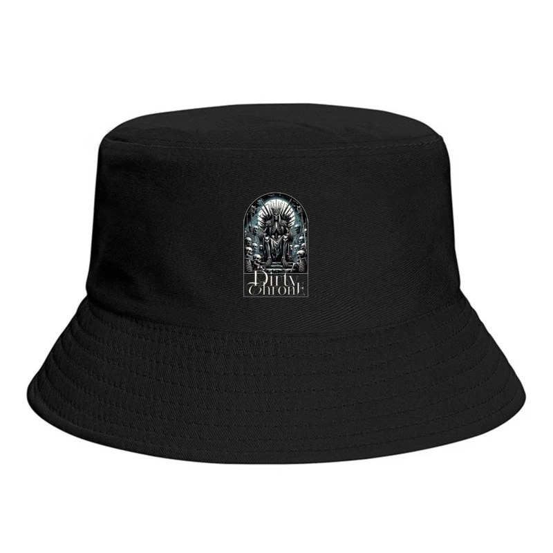 Gothic Skeleton King on Skull Throne Bucket Hat