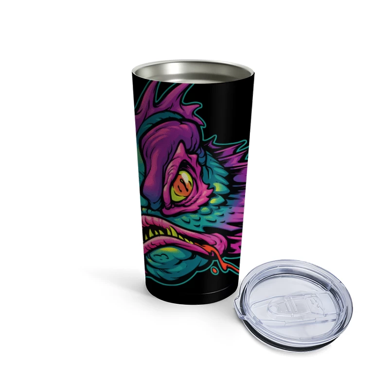 Grotesque Colorful Fish Monster Illustration Travel Mug