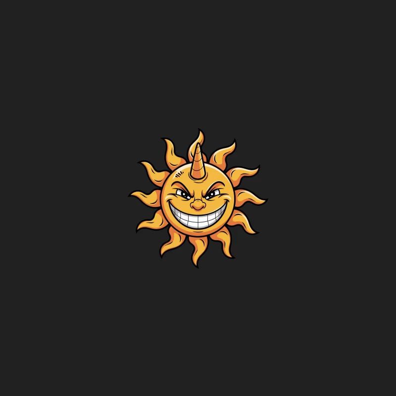 Mischievous Cartoon Sun with Devilish Grin Bucket Hat