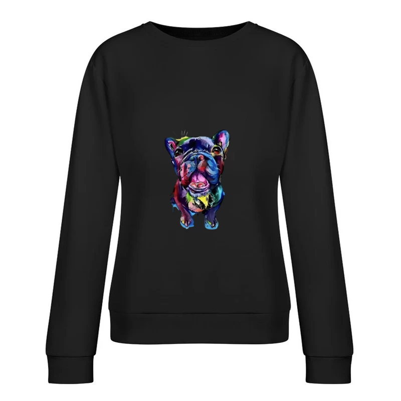 Bunter Hundeporträt in Pop-Art Damen Pullover Sweatshirt