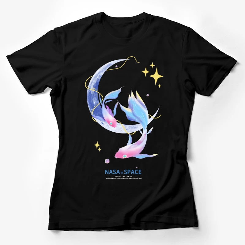 Traumhafte Fische um Mond und Sterne Damen T-Shirt