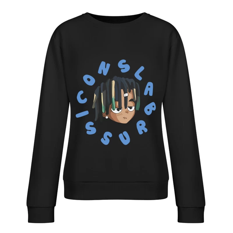 Karikaturgesicht mit Buchstaben Damen Pullover Sweatshirt