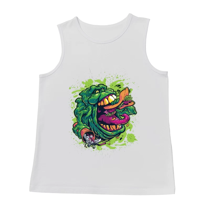 Colorful Monster Eating Food Illustration Male Tank Top