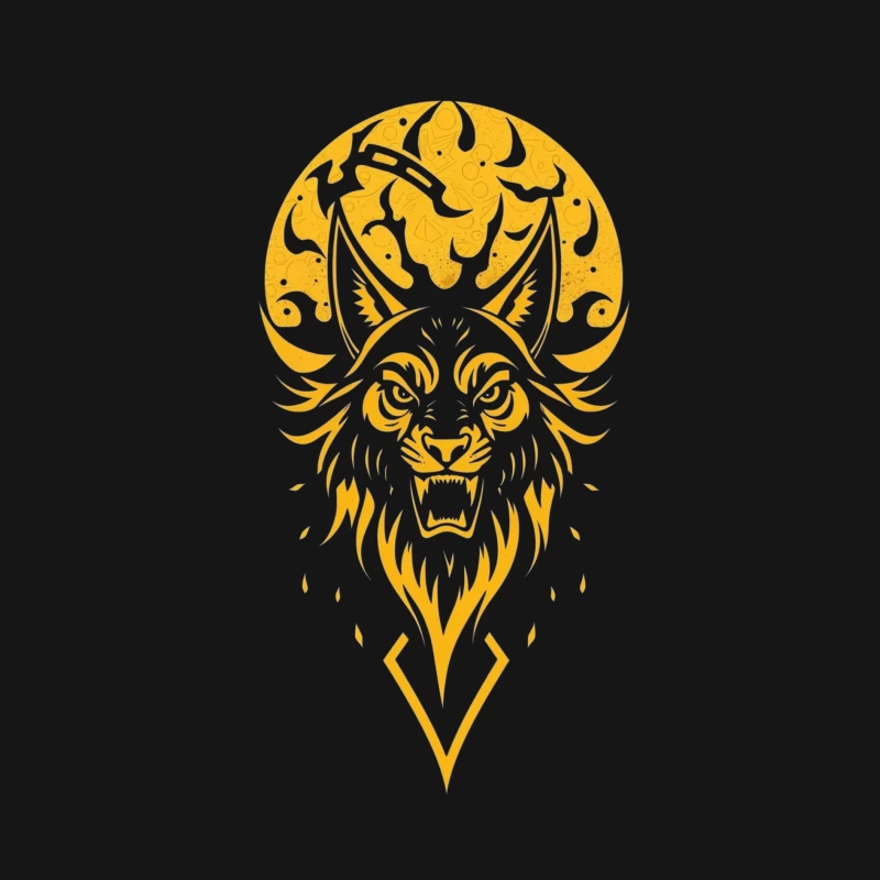 Fierce Wolf Illustration on Black Background Male Long Sleeve T-Shirt