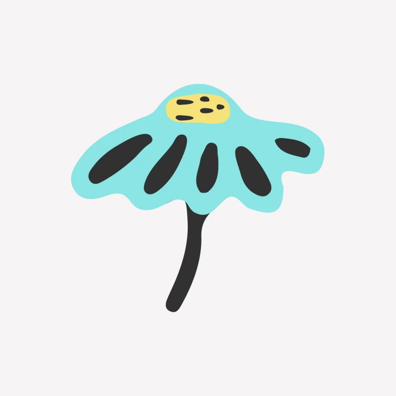 Fleur stylisée bleue avec centre jaune Femme T-Shirt