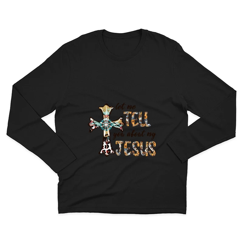 Künstlerisches Kreuzdesign mit Jesus-Botschaft Herren Langarm T-Shirt