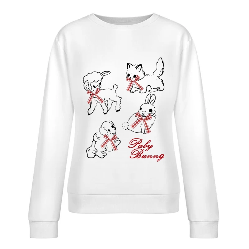 Niedliche Tierillustrationen mit Schleifen Damen Pullover Sweatshirt