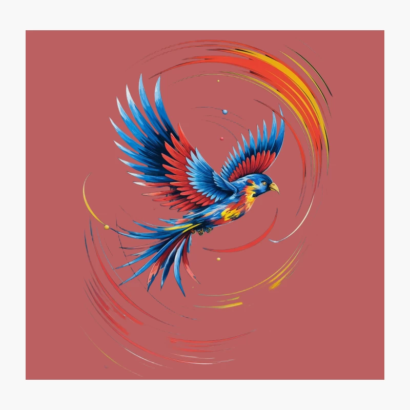 Vibrant Phoenix: Colorful Abstract Flying Bird Art Throw Pillow