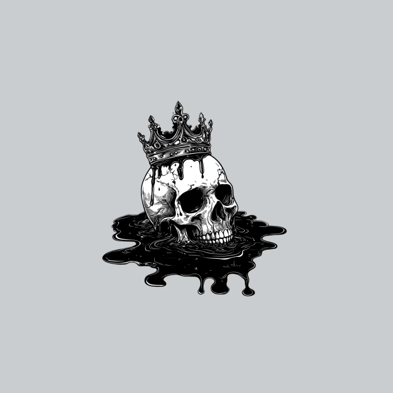 Crowned Skull in Dark Dripping Puddle Baseball Cap