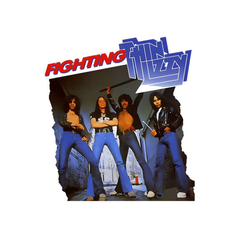 Thin Lizzy "Fighting" Album Cover Promotional Photo from 1970s Throw Pillow