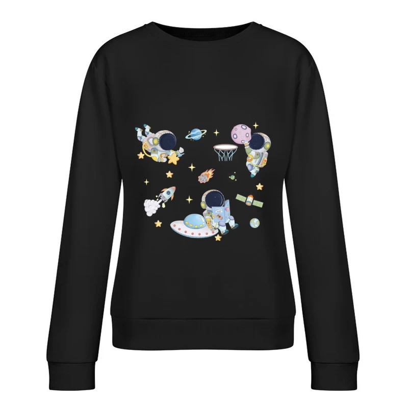 Niedliche Astronauten im Weltraum-Abenteuer Damen Pullover Sweatshirt