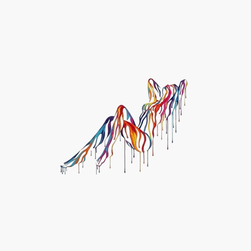 Colorful Dripping Abstract Mountain Art Cotton Tote Bag