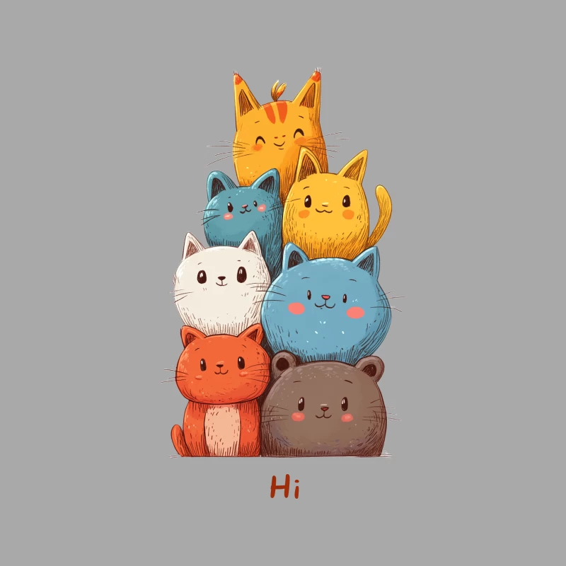 Adorable Cartoon Cat Stack Greeting Card Male Pullover Hoodie
