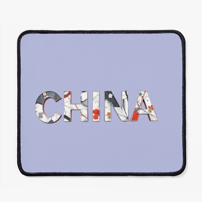 Artistic China Typography with Oriental Floral Design Mouse Pad