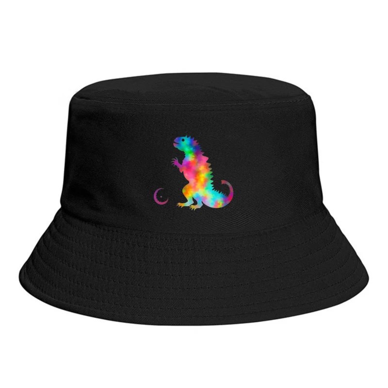 Rainbow Watercolor T-Rex Silhouette Bucket Hat