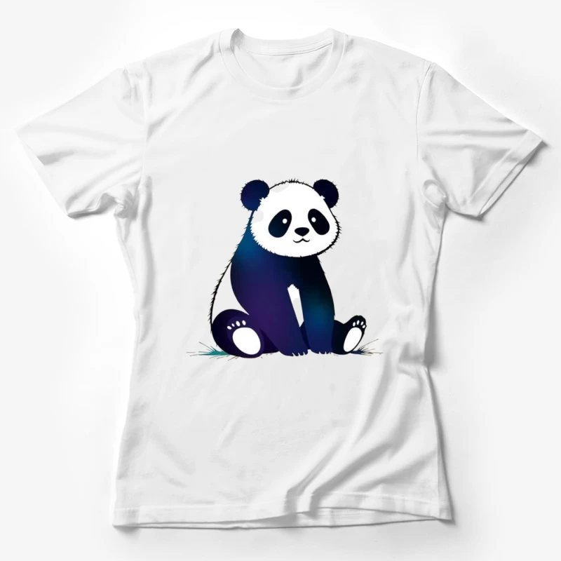 Cute Blue Gradient Cartoon Panda Illustration Female T-Shirt