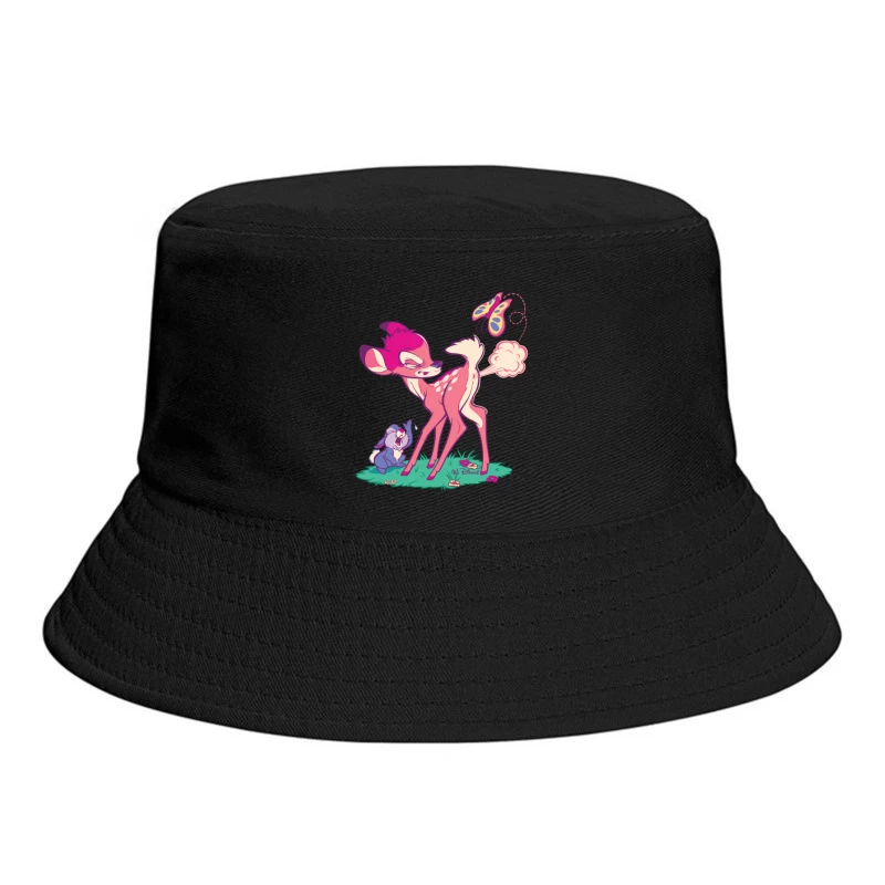 Cute Cartoon Deer with Butterfly Bucket Hat