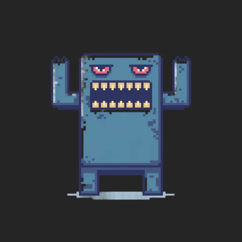 Cute Blue Pixel Art Monster Character Female Pullover Sweatshirt