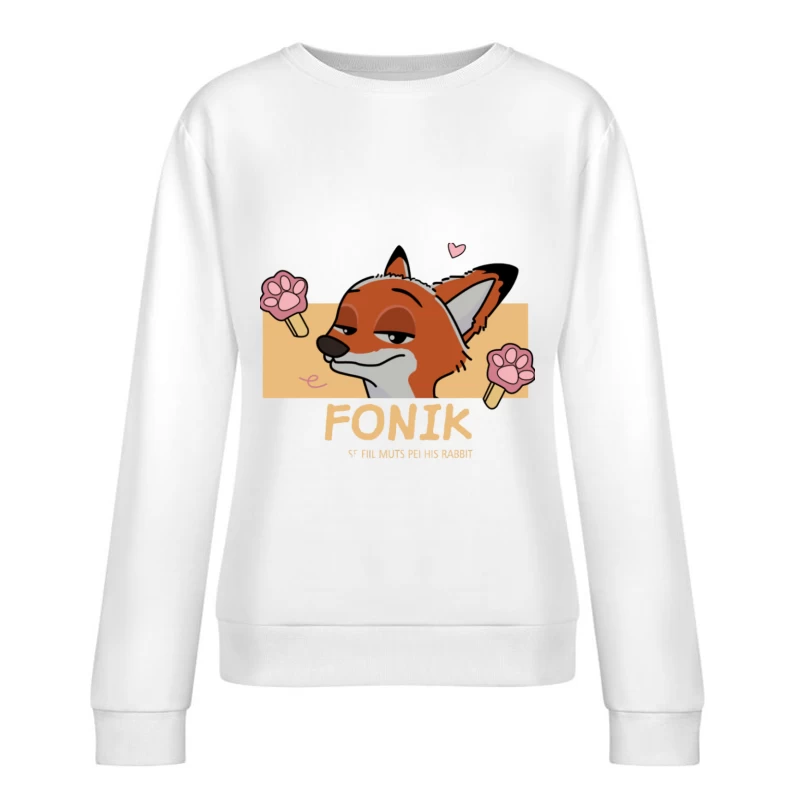 Verspielter Fuchs mit Pfoten und Herz Damen Pullover Sweatshirt