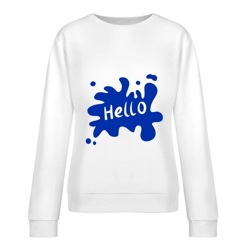 Blauer Spritzer mit 'Hallo' Damen Pullover Sweatshirt