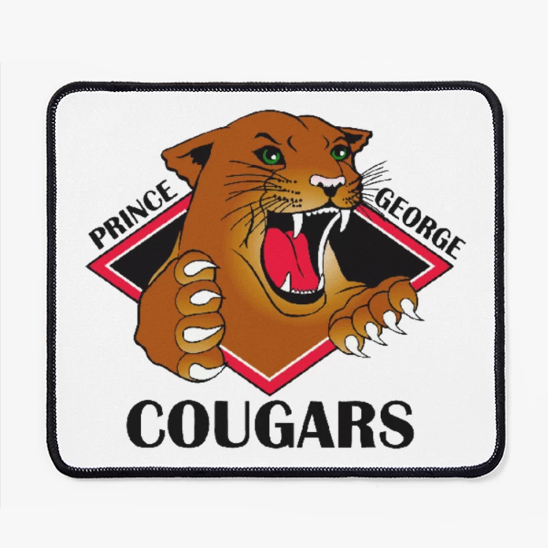 Prince George Cougars Sports Team Logo with Fierce Cougar Mascot Mouse Pad