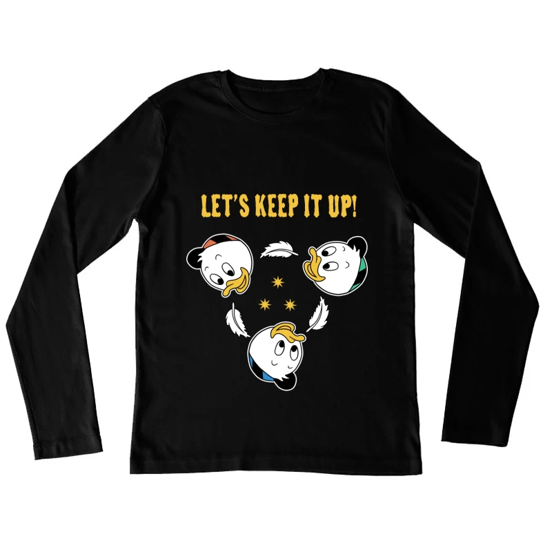 Motivationsdesign mit Zeichentrickfiguren Damen Langarm T-Shirt