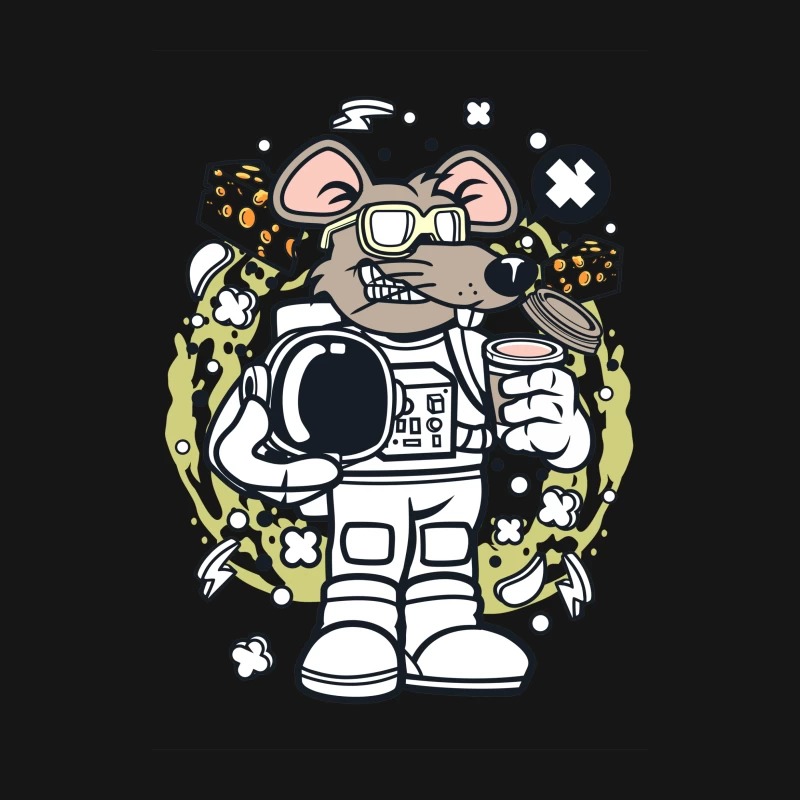Rat astronaute avec café et casque Femme T-Shirt
