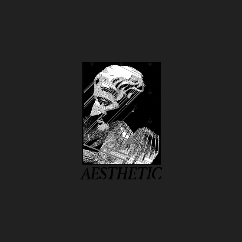 Glitched Aesthetic Portrait in Black and White Bucket Hat