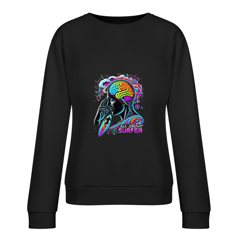 Psychedelic Surfer Brain Wave Art Female Pullover Sweatshirt