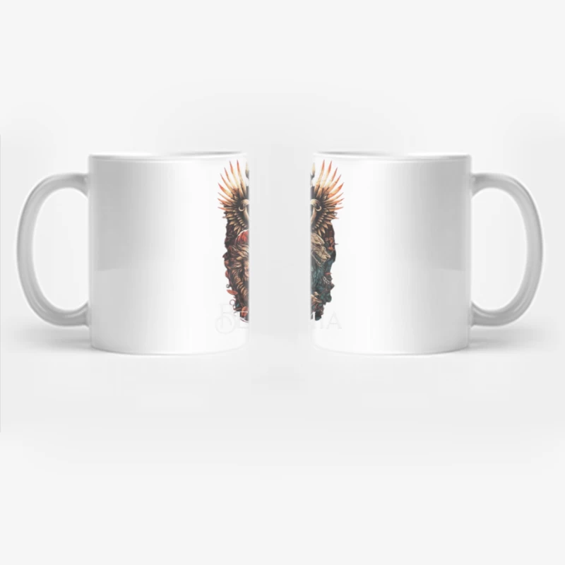 Mystical Religious Gothic Art with Lion and Angel Wings Coffee Mug