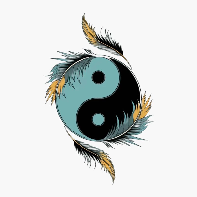 Feathered Yin Yang: Spiritual Balance in Artistic Design Cotton Tote Bag