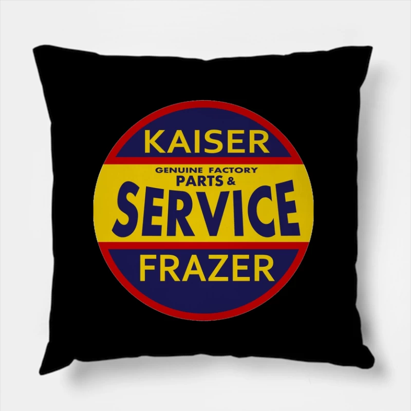 Vintage Kaiser Frazer Automotive Service and Parts Dealership Sign Throw Pillow