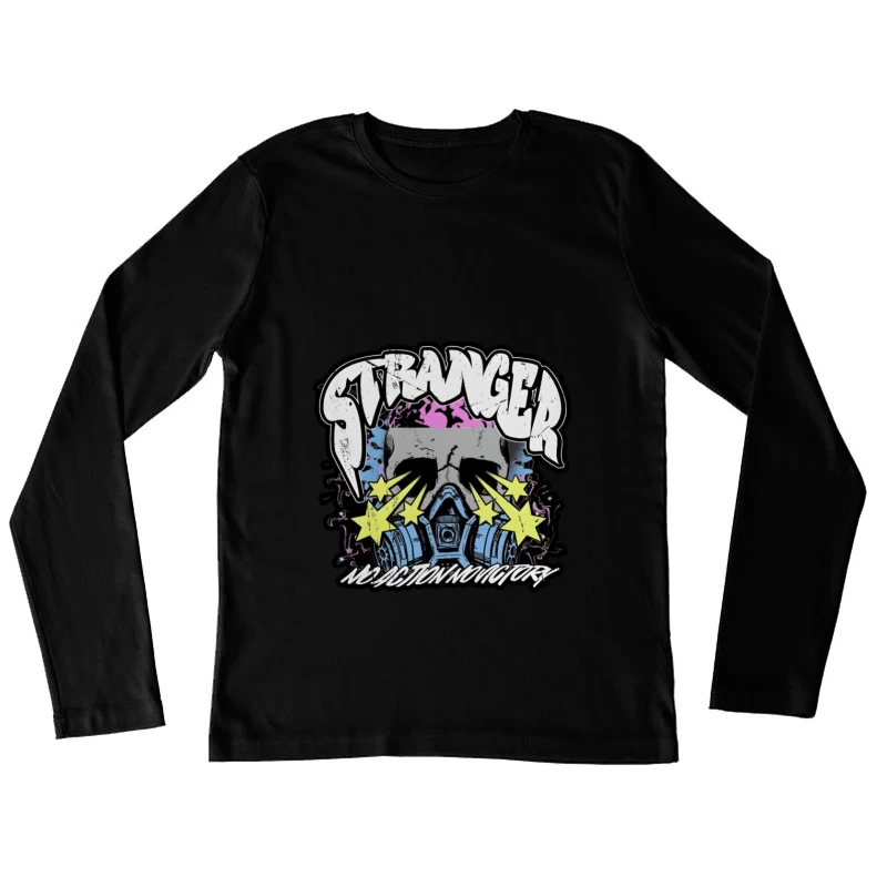 Design Crâne Étranger avec Masque à Gaz Femme Manches Longues T-Shirt