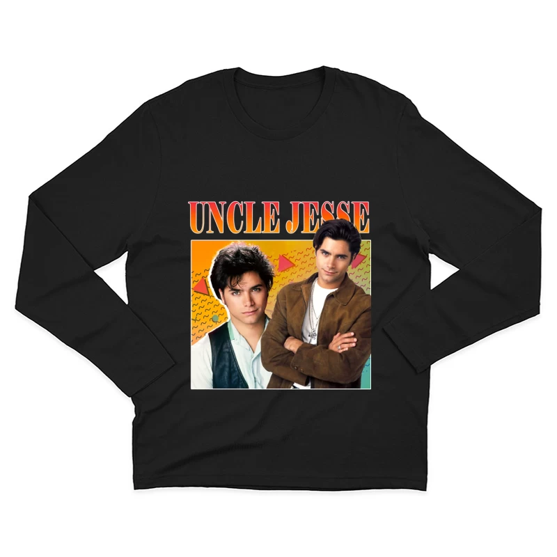 Retro TV Poster of Uncle Jesse from Full House 90s Series Male Long Sleeve T-Shirt