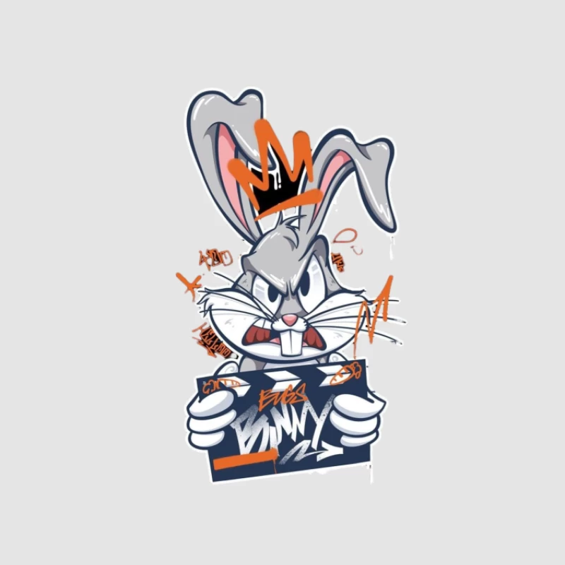 Graffiti-Hase mit Krone Herren Pullover Hoodie