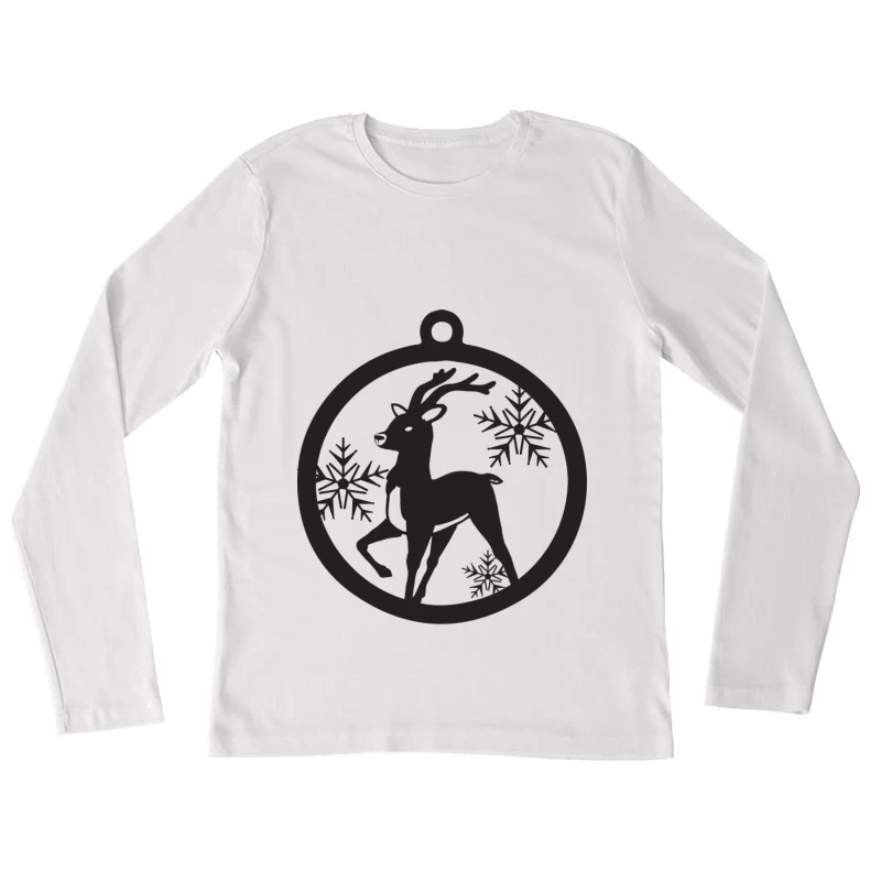 Ornement de renne avec flocons de neige Femme Manches Longues T-Shirt