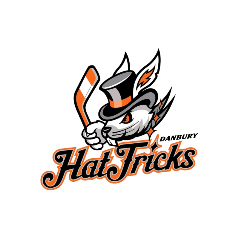 Danbury Hat Tricks Hockey Team Logo with Rabbit Mascot Pin