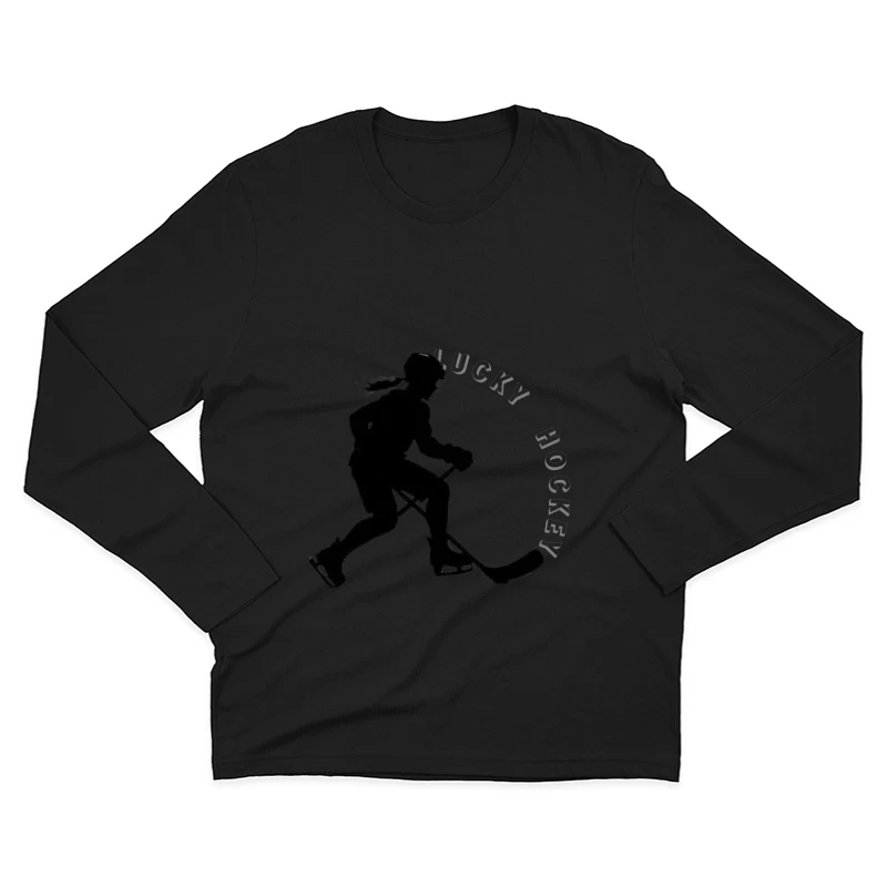 Female Hockey Player Silhouette in Action Male Long Sleeve T-Shirt