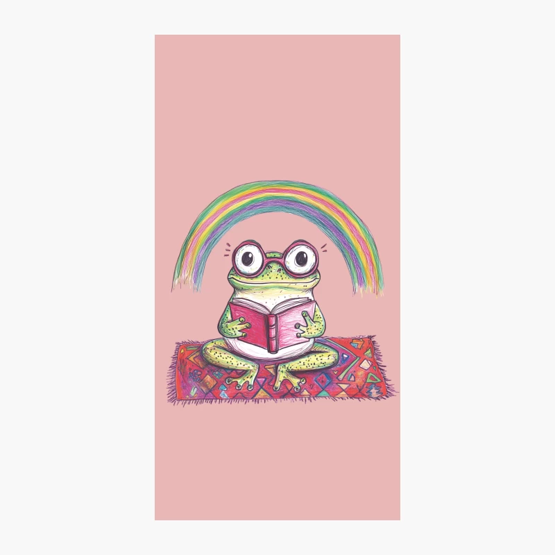 Whimsical Frog Reading Under a Rainbow iPhone Case